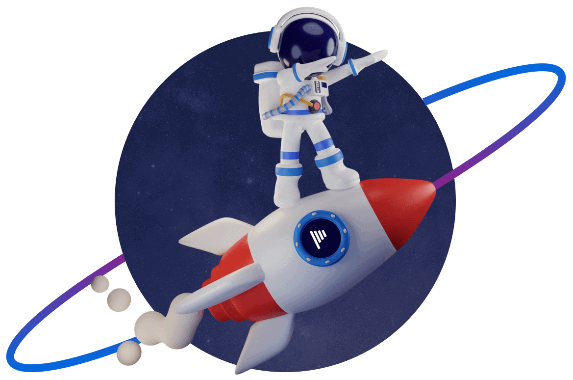 An astronaut standing on a rocket